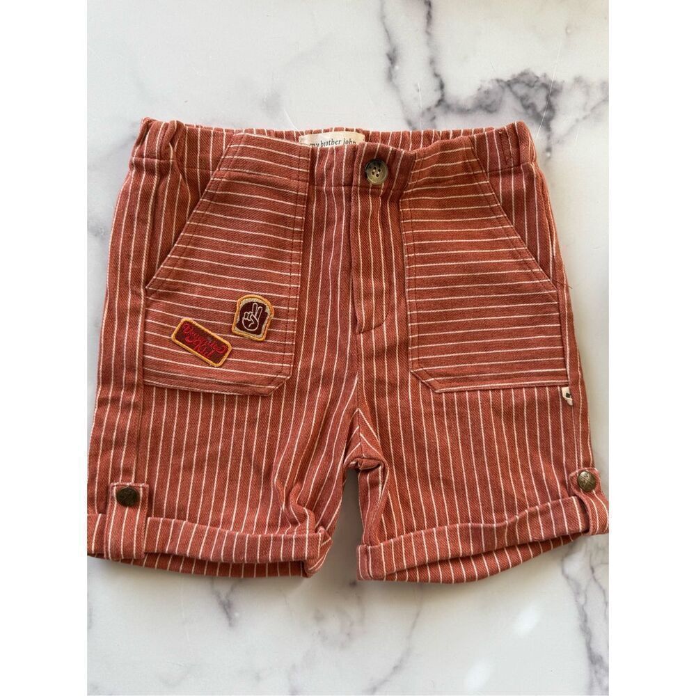 My Brother John boys size 7 burnt orange striped retro cotton Australian shorts